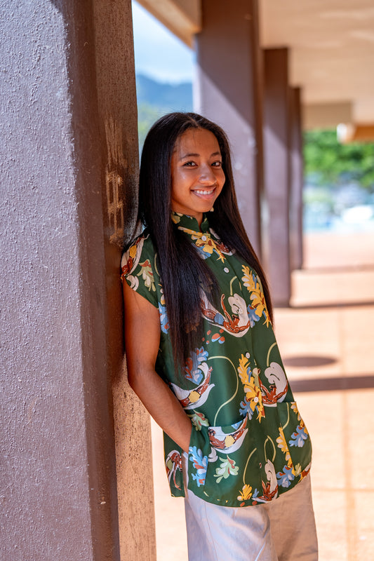 Diver Green Hawaiian Blouse