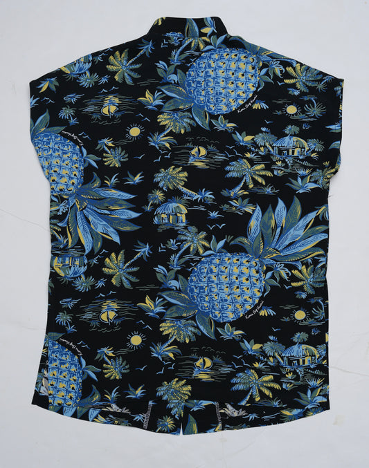 Big Pineapple Black Hawaiian Blouse