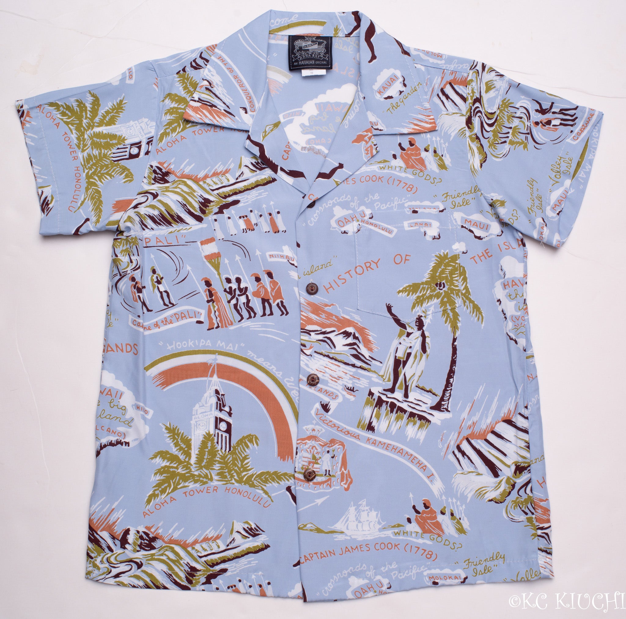 Kamehameha Blue Kids Shirt – konabayhawaii