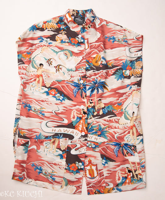 Land of Aloha Red Hawaiian Blouse