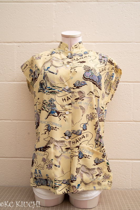 Land of Aloha Yellow Hawaiian Blouse