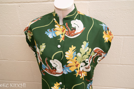 Diver Green Hawaiian Blouse