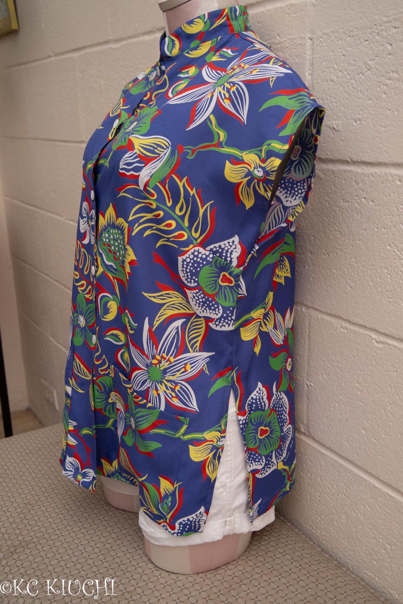 Flower Navy Hawaiian Blouse