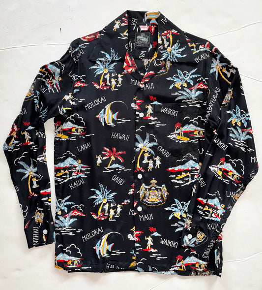 Hawaiian Island Black Long Sleeve