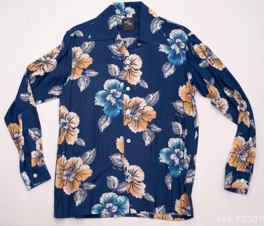Big Wednesday Hibiscus Navy Long Sleeve
