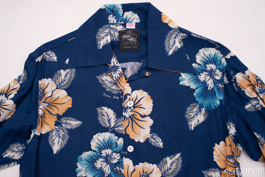 Big Wednesday Hibiscus Navy Long Sleeve