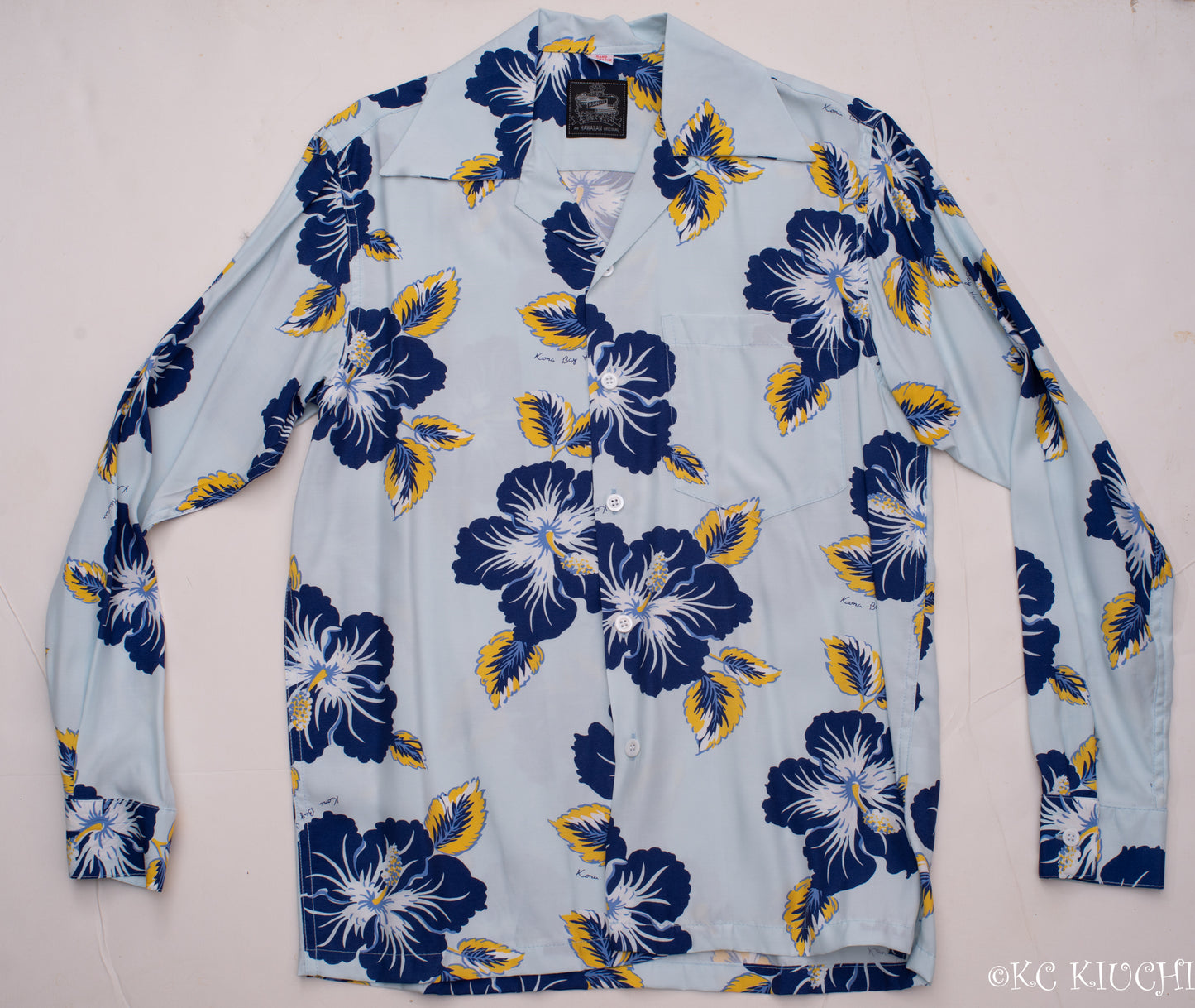 Big Wednesday Hibiscus Blue Long Sleeve