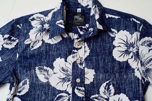 Cotton Hibiscus Pullover Blue