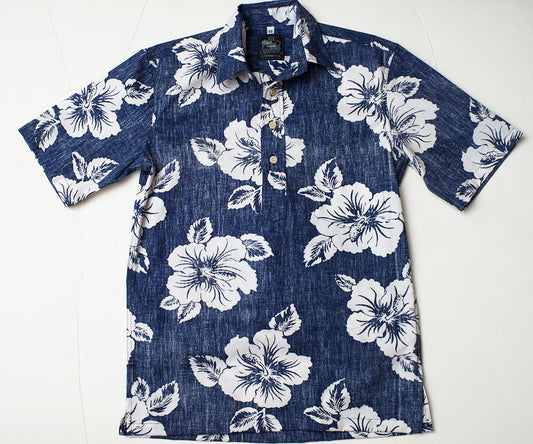 Cotton Hibiscus Pullover Blue