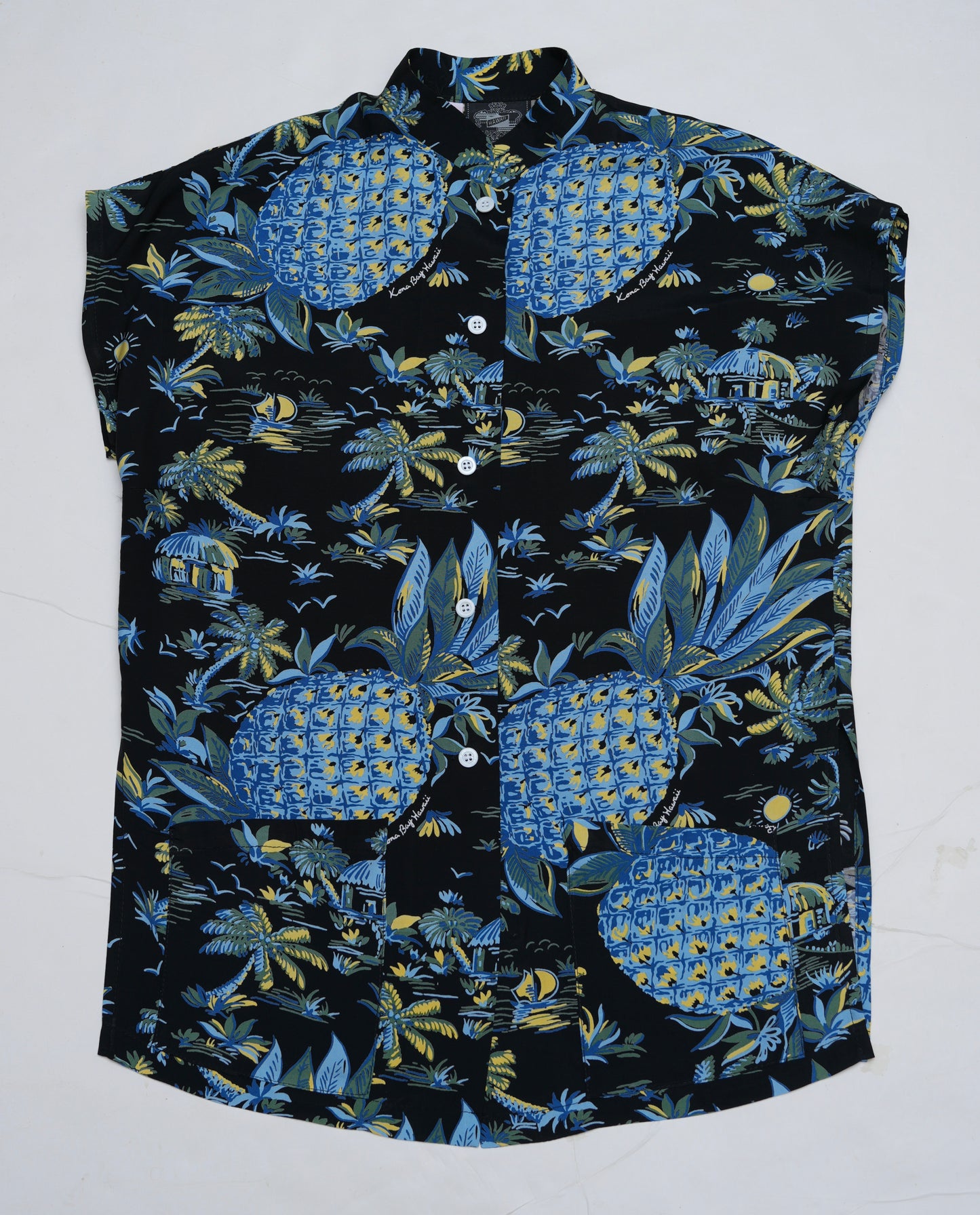 Big Pineapple Black Hawaiian Blouse