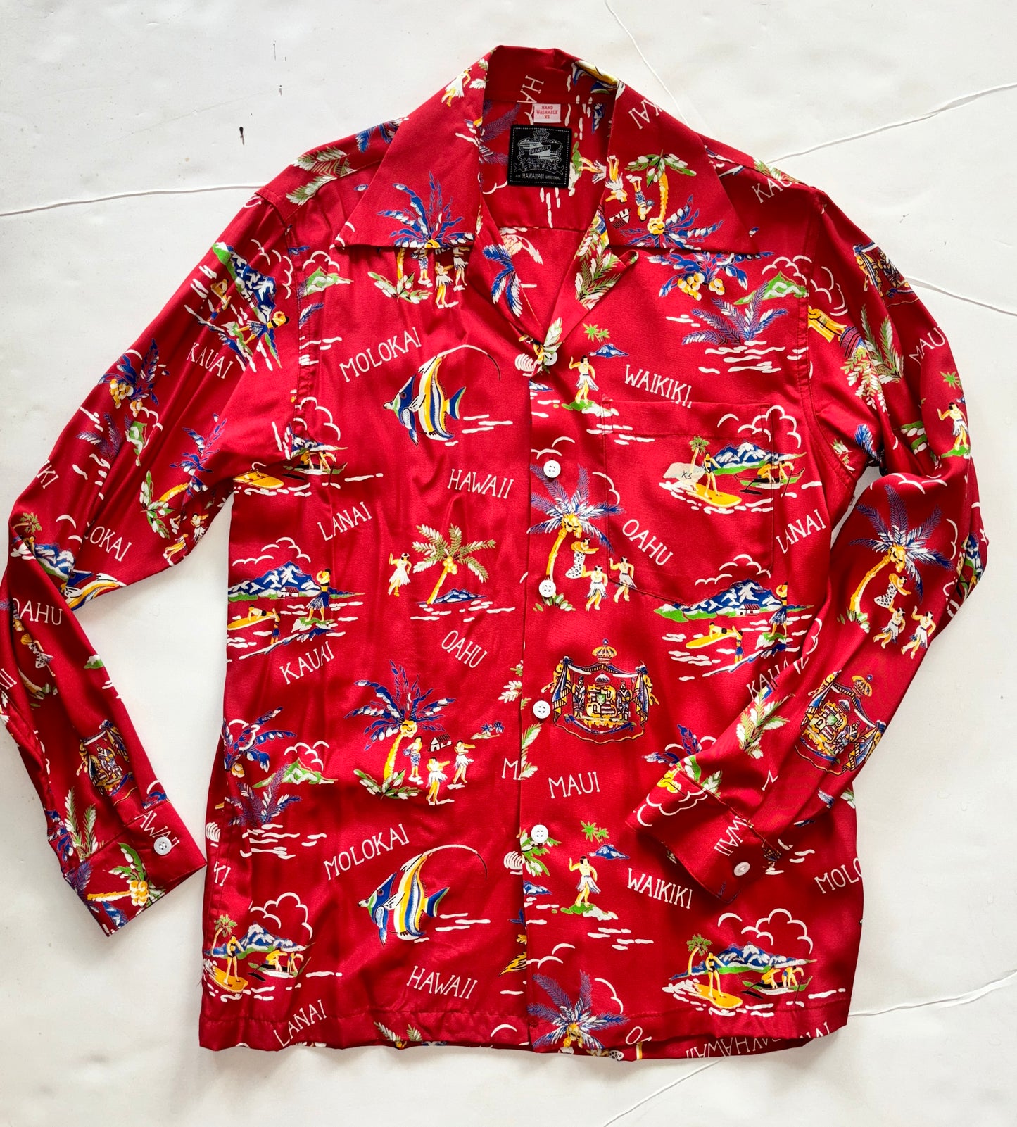 Hawaiian Island Red Long Sleeve